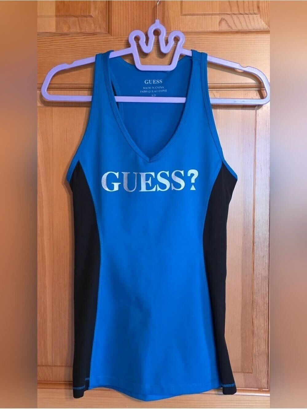 Guess Blue Tank Top with Black Side Panels